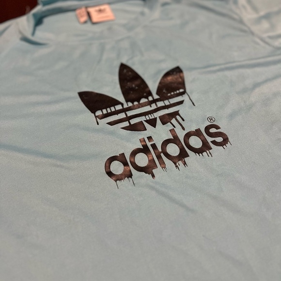 Adidas Baby Blue Trefoil Drip Logo T-Shirt Y2K Sreetwear Casual Tee Men’s 2XL - Picture 2 of 5